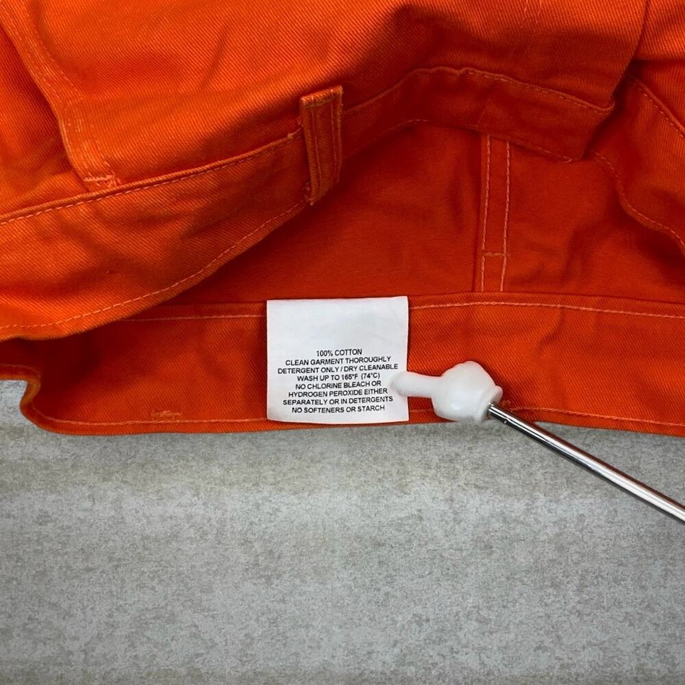 Vintage 90s Flame Resistant Carpenter Pants 36x34 Baggy Wide Leg Orange Cotton - Picture 8 of 9
